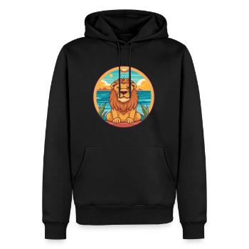 Lion aquarelle dessin animé Kawaii Clipart Animal - Sweat à capuche Premium bio Homme - noir - Devant - Nico (187cm)