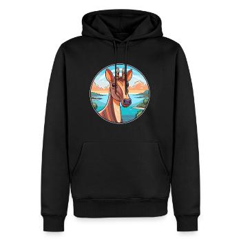 Okapi Watercolor Cartoon Kawaii Clipart Animal - Men’s Premium Organic Hoodie - black - Front - Nico (187cm)