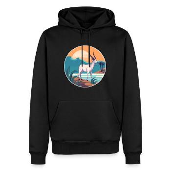 Oryx Aquarelle Dessin Animé Kawaii Clipart Animal - Sweat à capuche Premium bio Homme - noir - Devant - Nico (187cm)