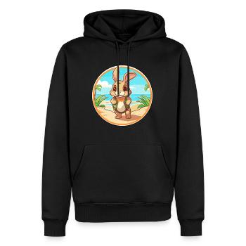 Kaninchen Aquarell Cartoon Kawaii Clipart Tier - Männer Premium Bio Hoodie - Schwarz - Vorne - Nico (187cm)