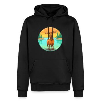 Elch Aquarell Cartoon Kawaii Clipart Tier - Männer Premium Bio Hoodie - Schwarz - Vorne - Nico (187cm)