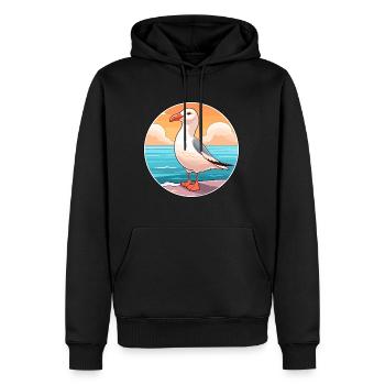 Mouette aquarelle dessin animé Kawaii Clipart Animal - Sweat à capuche Premium bio Homme - noir - Devant - Nico (187cm)