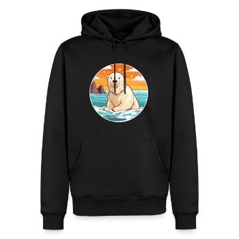 Ours polaire aquarelle dessin animé Kawaii Clipart animal de compagnie - Sweat à capuche Premium bio Homme - noir - Devant - Nico (187cm)