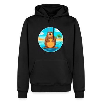 Castor aquarelle dessin animé Kawaii Clipart Animal - Sweat à capuche Premium bio Homme - noir - Devant - Nico (187cm)