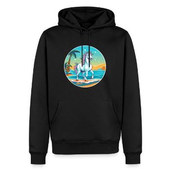 Einhorn Aquarell Cartoon Kawaii Clipart Tier - Männer Premium Bio Hoodie - Schwarz - Vorne - Nico (187cm)
