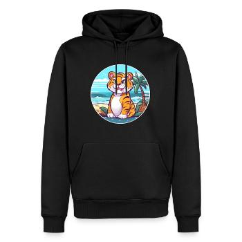 Tigre Aquarelle Dessin Animé Kawaii Clipart Animal - Sweat à capuche Premium bio Homme - noir - Devant - Nico (187cm)