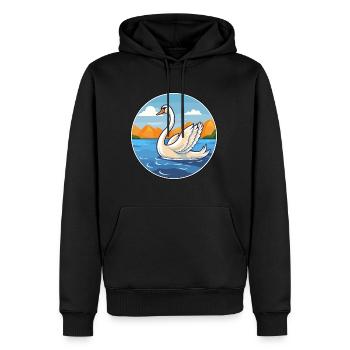 Cygne aquarelle dessin animé Kawaii Clipart Animal - Sweat à capuche Premium bio Homme - noir - Devant - Nico (187cm)