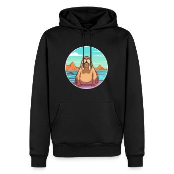 Morse aquarelle dessin animé Kawaii Clipart Animal - Sweat à capuche Premium bio Homme - noir - Devant - Nico (187cm)