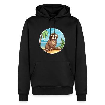 Paresseux aquarelle dessin animé Kawaii Clipart Animal - Sweat à capuche Premium bio Homme - noir - Devant - Nico (187cm)