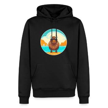 Yak aquarelle dessin animé Kawaii Clipart Animal - Sweat à capuche Premium bio Homme - noir - Devant - Nico (187cm)
