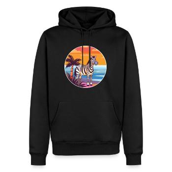 Zebra Watercolor Cartoon Kawaii Clipart Animal - Men’s Premium Organic Hoodie - black - Front - Nico (187cm)