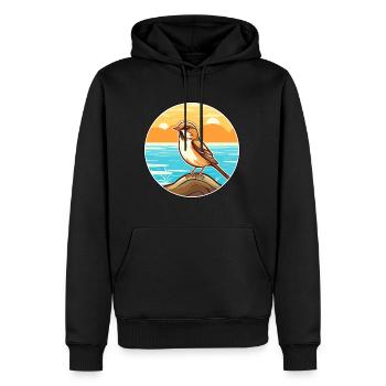 Moineau aquarelle dessin animé Kawaii Clipart Animal - Sweat à capuche Premium bio Homme - noir - Devant - Nico (187cm)