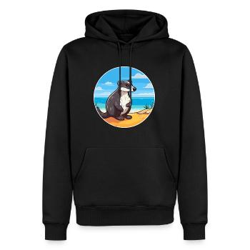 Blaireau Aquarelle Dessin Animé Kawaii Clipart Animal - Sweat à capuche Premium bio Homme - noir - Devant - Nico (187cm)
