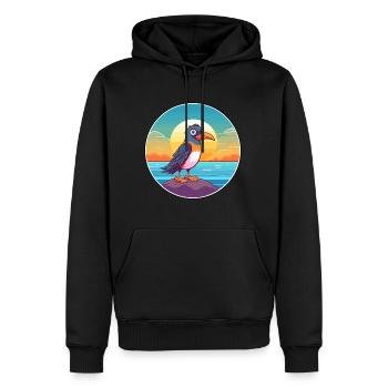Oiseau Aquarelle Cartoon Kawaii Clipart Animal - Sweat à capuche Premium bio Homme - noir - Devant - Nico (187cm)