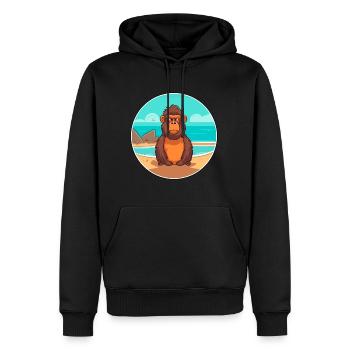 Babouin aquarelle dessin animé Kawaii Clipart Animal - Sweat à capuche Premium bio Homme - noir - Devant - Nico (187cm)