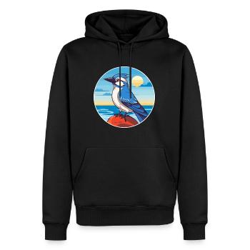 Blue Jay Watercolor Cartoon Kawaii Clipart Animal - Men’s Premium Organic Hoodie - black - Front - Nico (187cm)