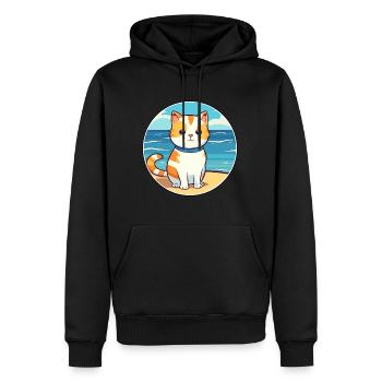 Katze Aquarell Karikatur Kawaii Clipart Tier - Männer Premium Bio Hoodie - Schwarz - Vorne - Nico (187cm)