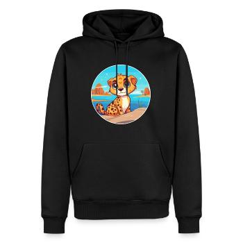 Gepard Aquarell Cartoon Kawaii Clipart Tier - Männer Premium Bio Hoodie - Schwarz - Vorne - Nico (187cm)