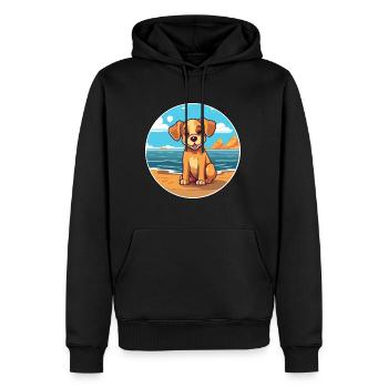 Chien aquarelle dessin animé Kawaii Clipart Animal - Sweat à capuche Premium bio Homme - noir - Devant - Nico (187cm)