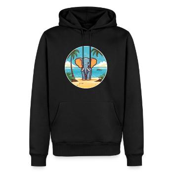 Éléphant aquarelle dessin animé Kawaii Clipart Animal - Sweat à capuche Premium bio Homme - noir - Devant - Nico (187cm)