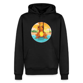 Grenouille aquarelle dessin animé Kawaii Clipart Animal - Sweat à capuche Premium bio Homme - noir - Devant - Nico (187cm)