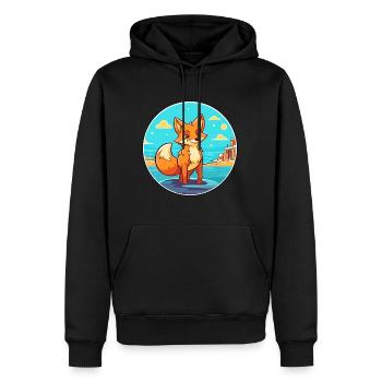 Fuchs Aquarell Cartoon Kawaii Clipart Tier - Männer Premium Bio Hoodie - Schwarz - Vorne - Nico (187cm)