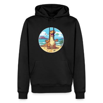 Dinosaurier Aquarell Cartoon Kawaii Clipart Tier - Männer Premium Bio Hoodie - Schwarz - Vorne - Nico (187cm)