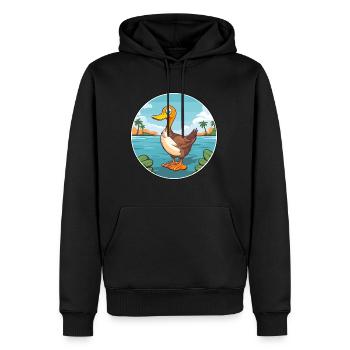 Canard aquarelle dessin animé kawaii clipart animal - Sweat à capuche Premium bio Homme - noir - Devant - Nico (187cm)