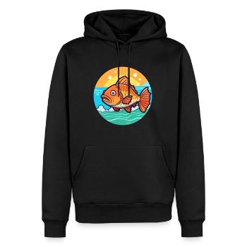 Poisson Aquarelle Dessin Animé Kawaii Clipart Animal - Sweat à capuche Premium bio Homme - noir - Devant - Nico (187cm)