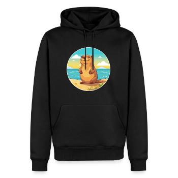 Und täglich grüßt das Murmeltier Aquarell Karikatur Kawaii Clipart Tier - Männer Premium Bio Hoodie - Schwarz - Vorne - Nico (187cm)