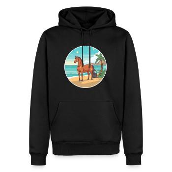 Pferd Aquarell Karikatur Kawaii Clipart Tier - Männer Premium Bio Hoodie - Schwarz - Vorne - Nico (187cm)