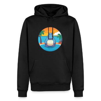 Nilpferd Aquarell Cartoon Kawaii Clipart Tier - Männer Premium Bio Hoodie - Schwarz - Vorne - Nico (187cm)