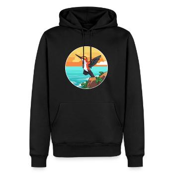 Colibri aquarelle dessin animé Kawaii Clipart animal de compagnie - Sweat à capuche Premium bio Homme - noir - Devant - Nico (187cm)