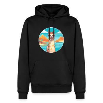 Lama Aquarell Cartoon Kawaii Clipart Tier - Männer Premium Bio Hoodie - Schwarz - Vorne - Nico (187cm)