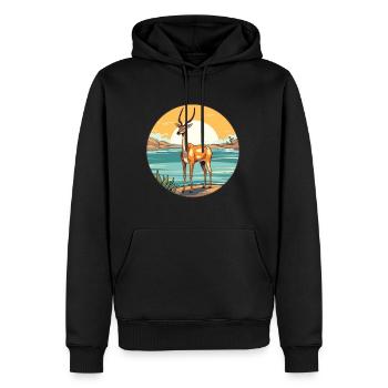 Impala Aquarell Karikatur Kawaii Clipart Tier - Männer Premium Bio Hoodie - Schwarz - Vorne - Nico (187cm)