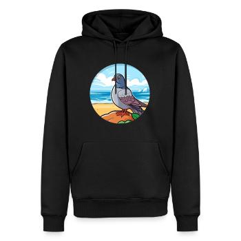 Pigeon aquarelle dessin animé kawaii clipart animal - Sweat à capuche Premium bio Homme - noir - Devant - Nico (187cm)