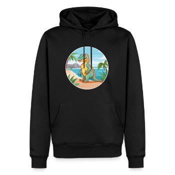 Iguane aquarelle dessin animé Kawaii Clipart Animal - Sweat à capuche Premium bio Homme - noir - Devant - Nico (187cm)