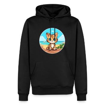 Chaton aquarelle dessin animé Kawaii Clipart Animal - Sweat à capuche Premium bio Homme - noir - Devant - Nico (187cm)