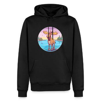 Elch Aquarell Cartoon Kawaii Clipart Tier - Männer Premium Bio Hoodie - Schwarz - Vorne - Nico (187cm)