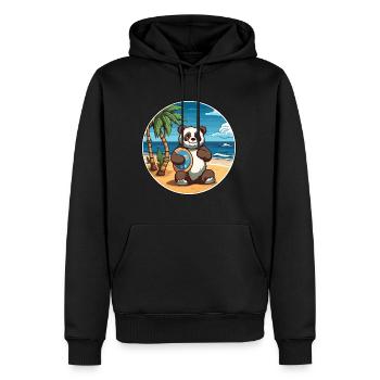 Panda Aquarell Karikatur Kawaii Clipart Tier - Männer Premium Bio Hoodie - Schwarz - Vorne - Nico (187cm)