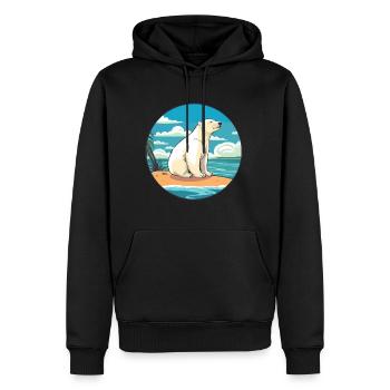 Ours polaire aquarelle dessin animé Kawaii Clipart animal de compagnie - Sweat à capuche Premium bio Homme - noir - Devant - Nico (187cm)