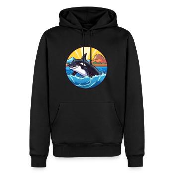 Orca Aquarell Cartoon Kawaii Clipart Tier - Männer Premium Bio Hoodie - Schwarz - Vorne - Nico (187cm)