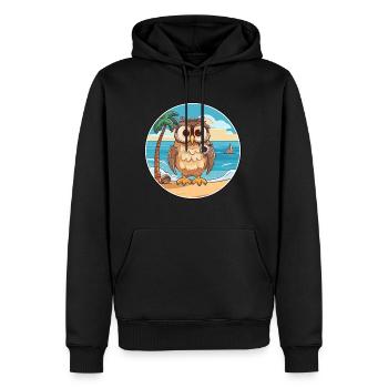 Eule Aquarell Karikatur Kawaii Clipart Tier - Männer Premium Bio Hoodie - Schwarz - Vorne - Nico (187cm)
