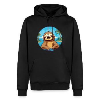 Paresseux aquarelle dessin animé Kawaii Clipart Animal - Sweat à capuche Premium bio Homme - noir - Devant - Nico (187cm)