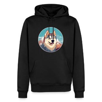 Alopekis race de chien dessin animé Kawaii aquarelle - Sweat à capuche Premium bio Homme - noir - Devant - Nico (187cm)
