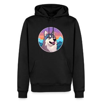Alaskan Husky Hunderasse Cartoon Kawaii Aquarell - Männer Premium Bio Hoodie - Schwarz - Vorne - Nico (187cm)