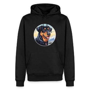 Beauceron chien race dessin animé Kawaii aquarelle - Sweat à capuche Premium bio Homme - noir - Devant - Nico (187cm)