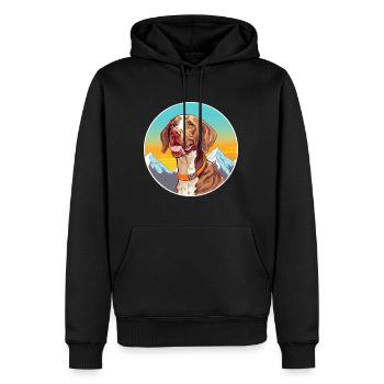 Chien d’arrêt belge race Cartoon Kawaii Watercolo - Sweat à capuche Premium bio Homme - noir - Devant - Nico (187cm)