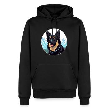 Belgische Groenendael Hunderasse Karikatur Kawaii Wasser - Männer Premium Bio Hoodie - Schwarz - Vorne - Nico (187cm)