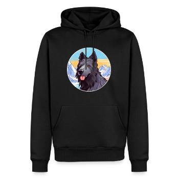 Chien de berger belge race de chien Cartoon Kawaii Watercol - Sweat à capuche Premium bio Homme - noir - Devant - Nico (187cm)